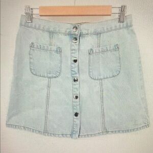 BDG Urban Outfitters Skirt Denim Stretch Light Wash Button Pocket Mini A Line M